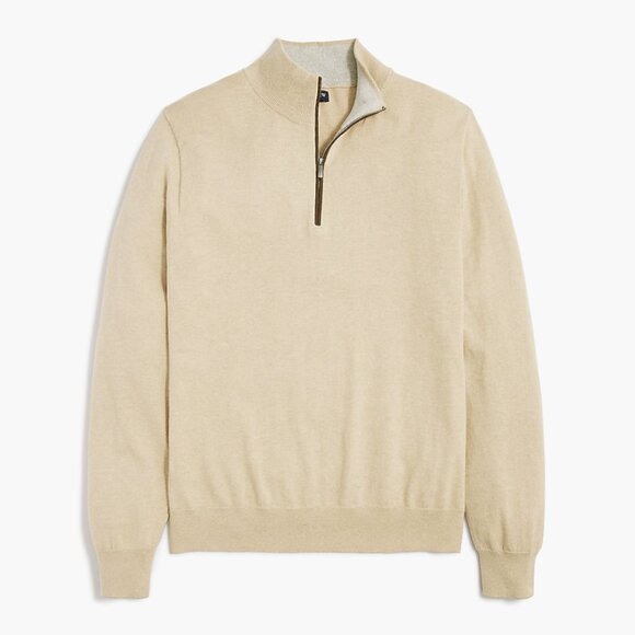 J. Crew Other - J. Crew NWT Cotton Cashmere Blend Half-Zip Long Sleeve Sweater in Sable Cream, L